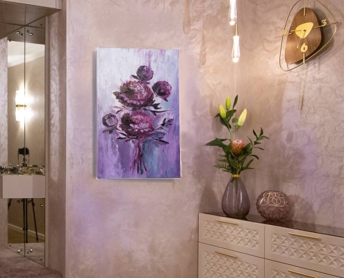 Картина для интерьера Пионы бордо 1