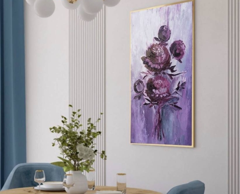 Картина для интерьера Пионы бордо 2
