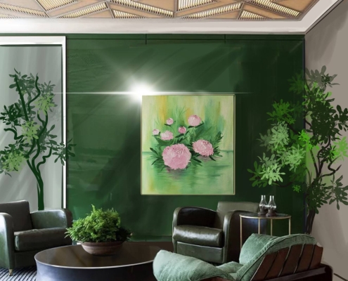 Картина для интерьера Пионы в Китайской провинции 2