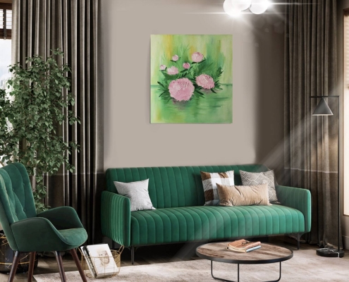 Картина для интерьера Пионы в Китайской провинции 3