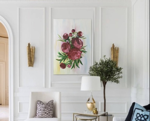 Картина для интерьера маслом Пионы1
