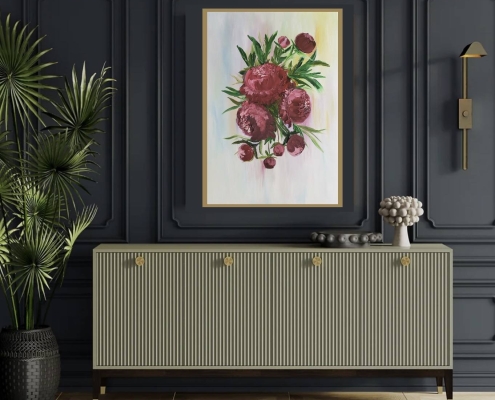 Картина для интерьера маслом Пионы 6