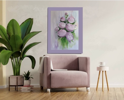 Картина для интерьера Розовые пионы 5